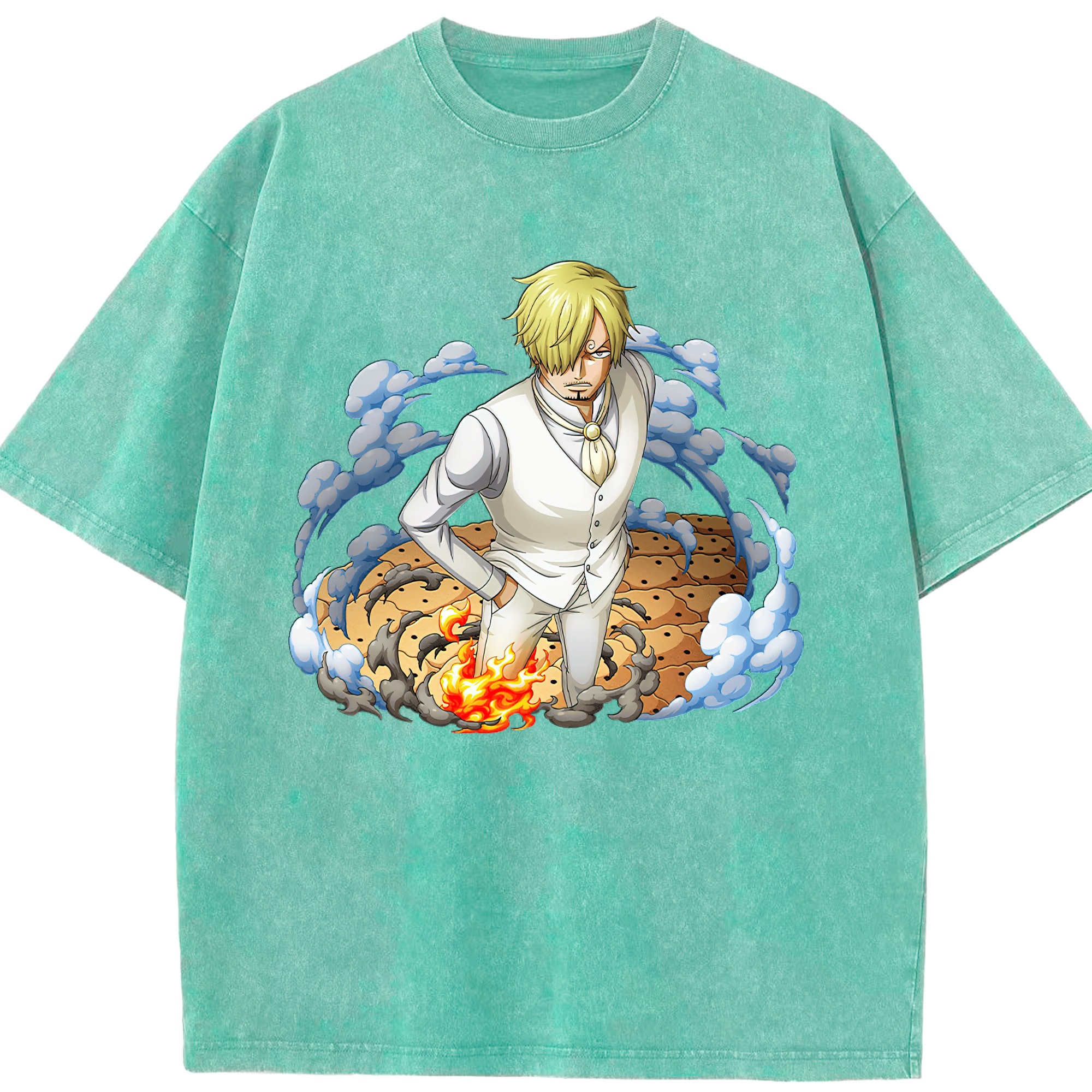 ワンピース サンジ ONE PIECE Sanji 綿100% ヴィンテージ風 半袖Tシャツ（フロントプリント）